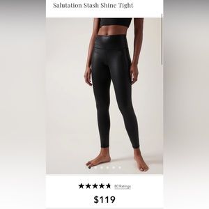 Athleta Salutation Stash Shine Tight Size Small